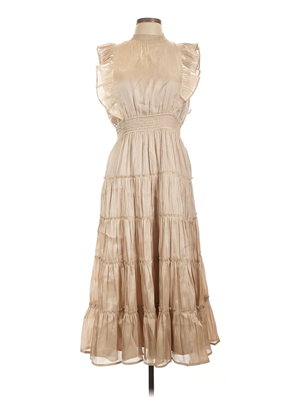 Wishlist Sleeveless Tiered Maxi Dress in Light Beige